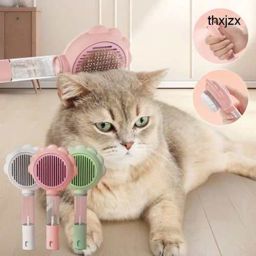2 In 1 Self Cleaning Dog Brush Comb With Spray Pets Grooming Hair Remover Combs Brush Floating Hair Pet Grooming Brush