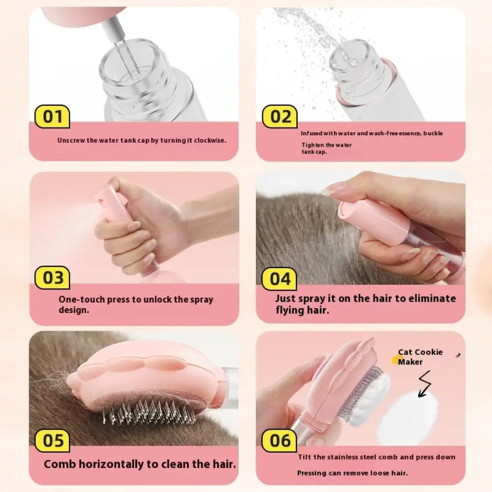 2 In 1 Self Cleaning Dog Brush Comb With Spray Pets Grooming Hair Remover Combs Brush Floating Hair Pet Grooming Brush