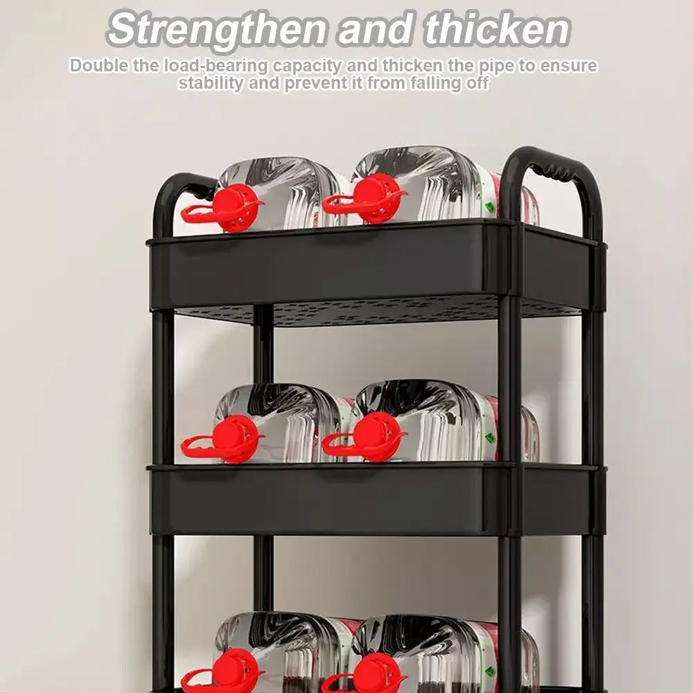 3Tier Rolling Cart Storage Trolley Kitchen Bathroom Laundry Organiser Rack Black - Under-Sink Organiser