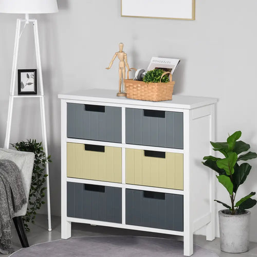 6 Drawer Storage Tower Dresser Chest With Wood Top Organiser Unit For Closets Bedroom Nursery Room Hallway - Multi