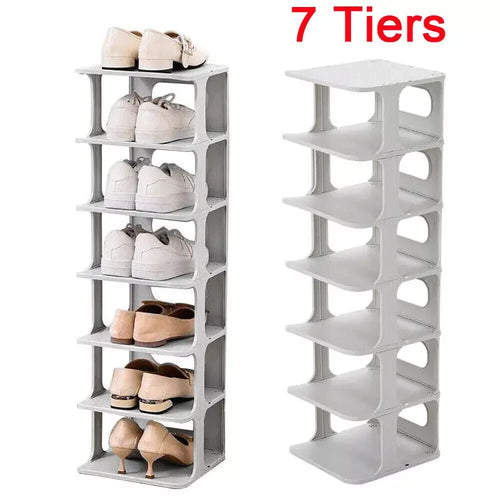 7 Tier Home Organiser Footwear Stand Shoe Rack Tall Storage Shelf Unit Cabinet - 1pcs - Under-Sink Organiser