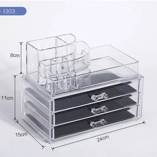 Acrylic Drawer Type Desktop Cosmetic Organizer Anti-dust - Style1303 - Drawer Organiser Set