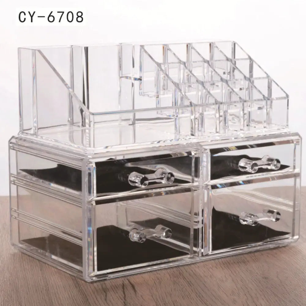 Acrylic Drawer Type Desktop Cosmetic Organizer Anti-dust - Style6708 - Drawer Organiser Set