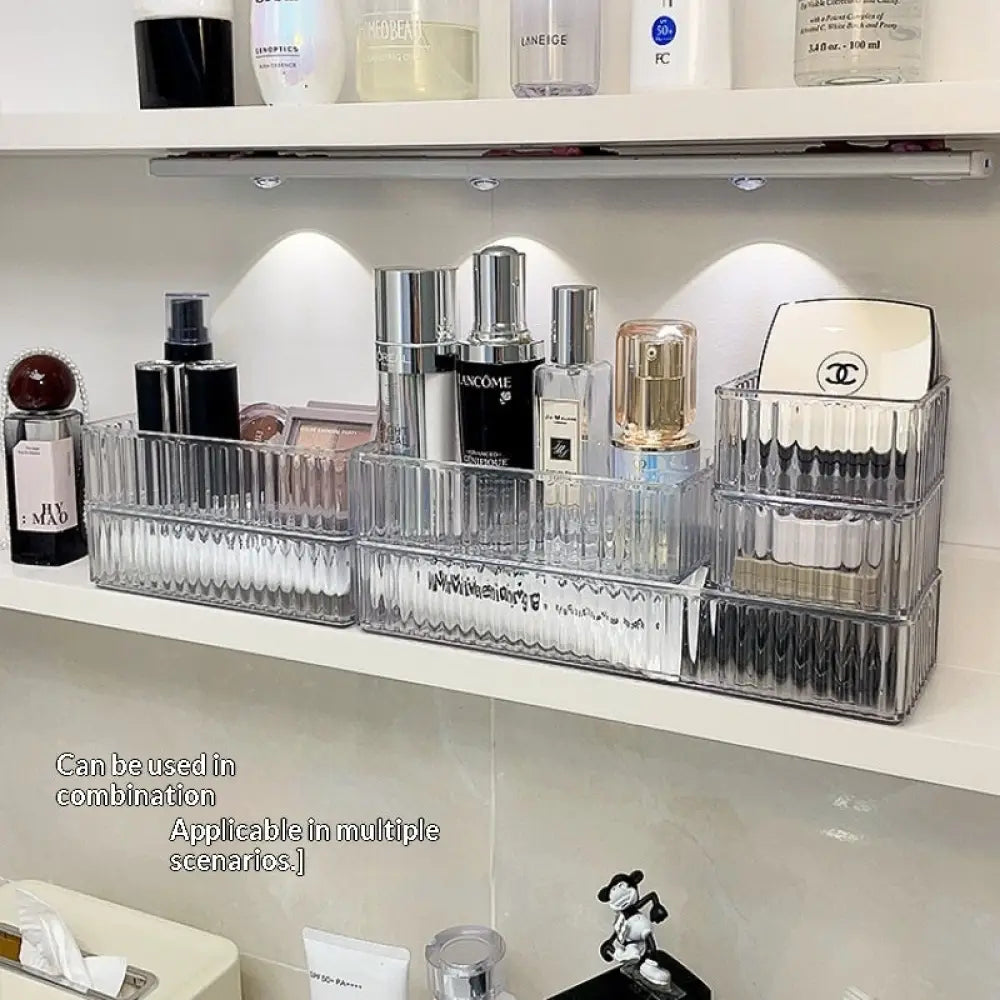 Acrylic Makeup Brush Organizer With Built-in Drawer Dividers - Drawer Organiser Set