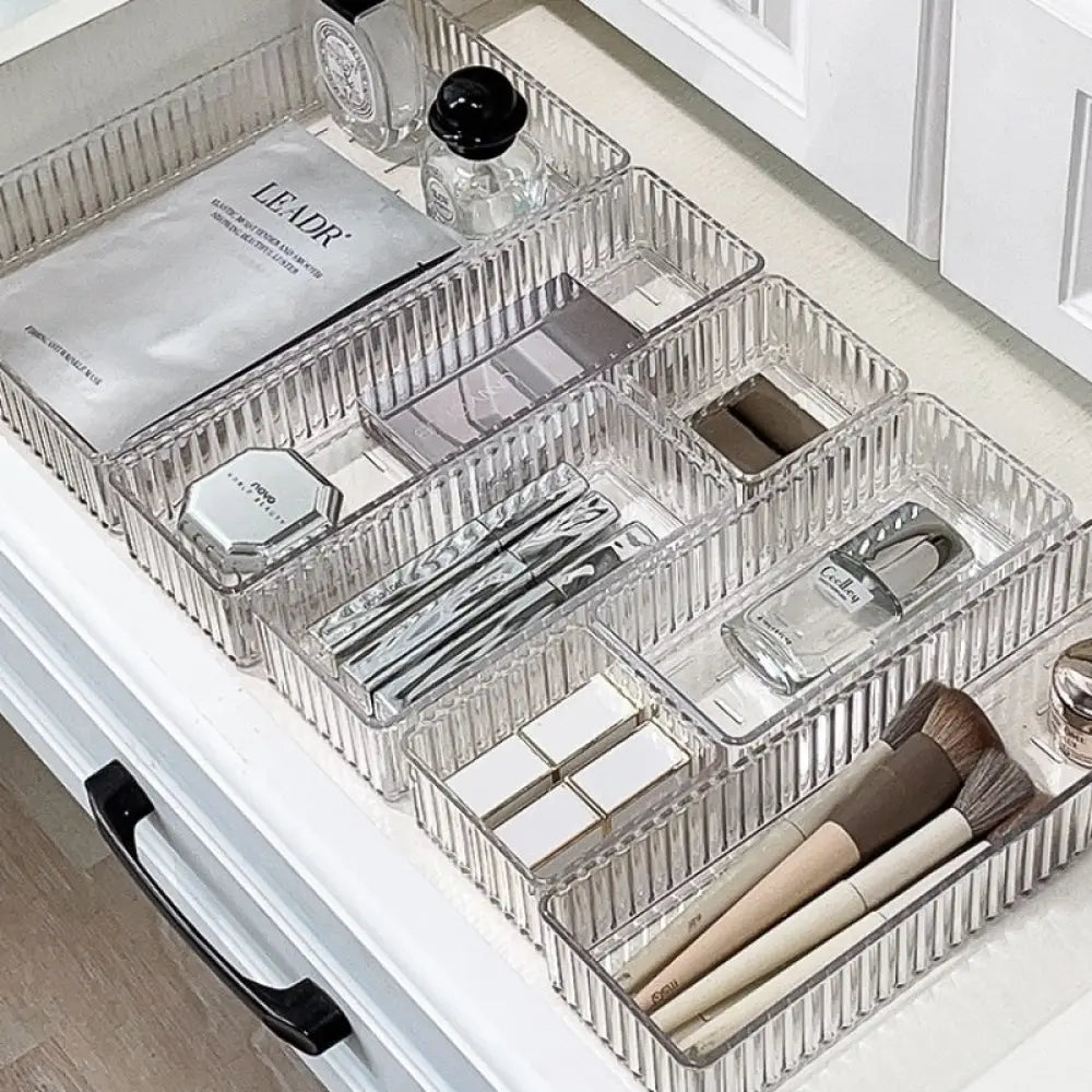 Acrylic Makeup Brush Organizer With Built-in Drawer Dividers - Drawer Organiser Set