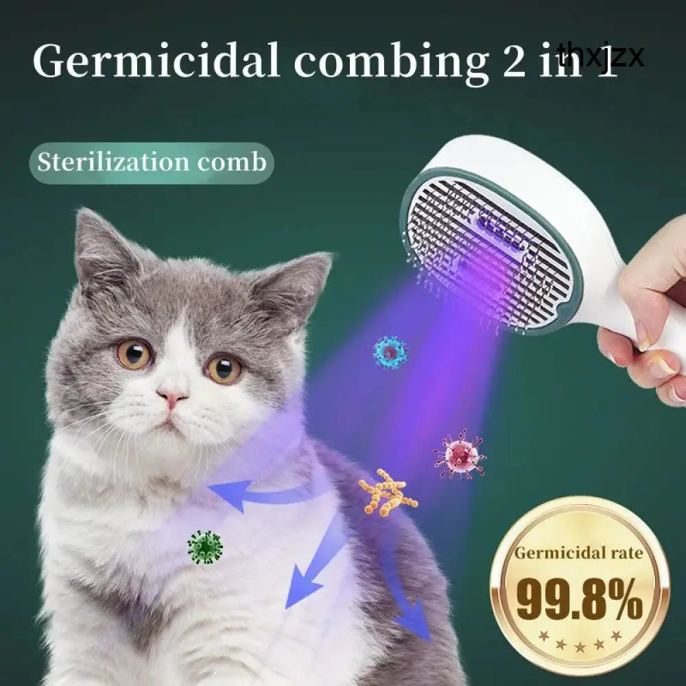 Cat Comb Dog Hair Remover Brush UVC Sterilization Pet Grooming Slicker Needle Comb Removes Tangled Self Cleaning Pet