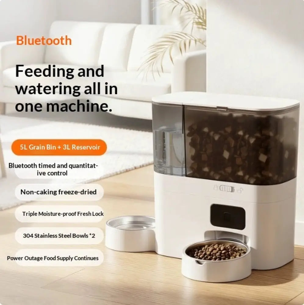 Cat Smart Water Fountain And Automatic Feeder - Bluetooth Ver 5L Food 3L Water - Cat Water Fountain