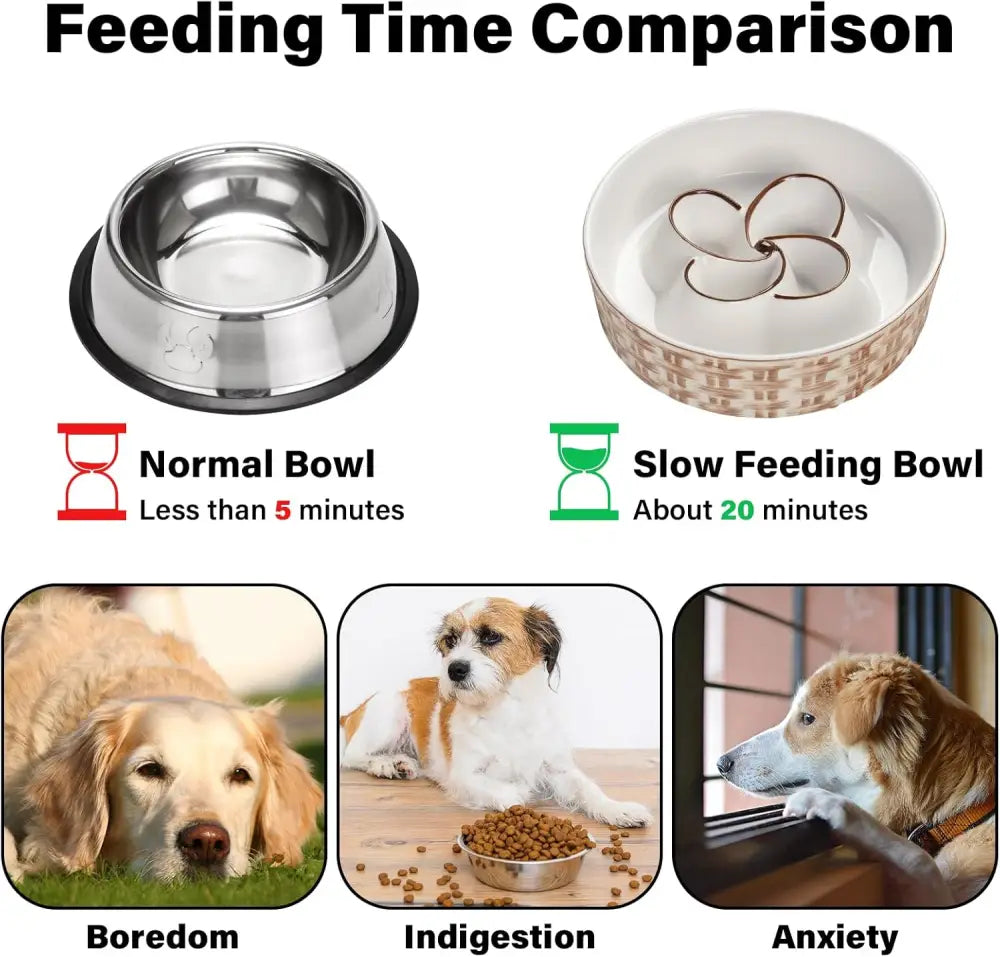 Ceramic Slow Feeder Dog Bowl Slow Feeder Dog Bowl For Medium Large Anti-Choking Slow Eating Dog Bowl Non Slip Dog Bowl
