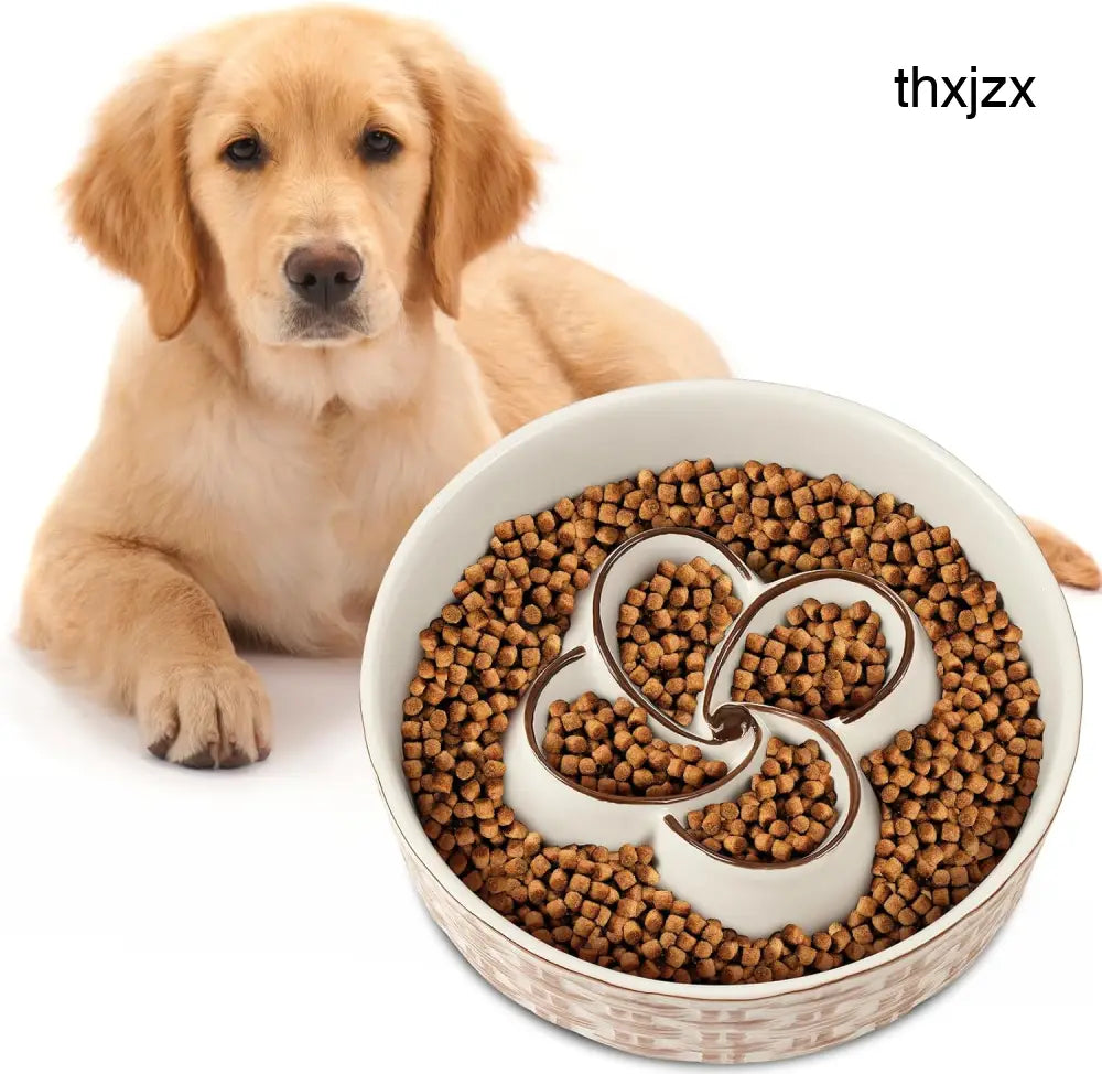 Ceramic Slow Feeder Dog Bowl Slow Feeder Dog Bowl For Medium Large Anti-Choking Slow Eating Dog Bowl Non Slip Dog Bowl