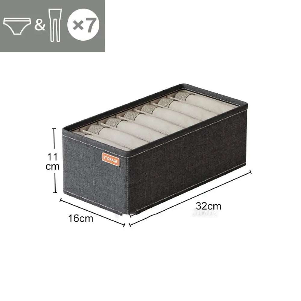 Closet Organizer Underwear Drawer Socks Bra Clothing Storage Box - Dark Grey / 7grids - Drawer Organiser Set