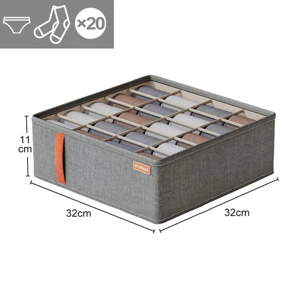 Closet Organizer Underwear Drawer Socks Bra Clothing Storage Box - Light Grey / 20grids - Drawer Organiser Set