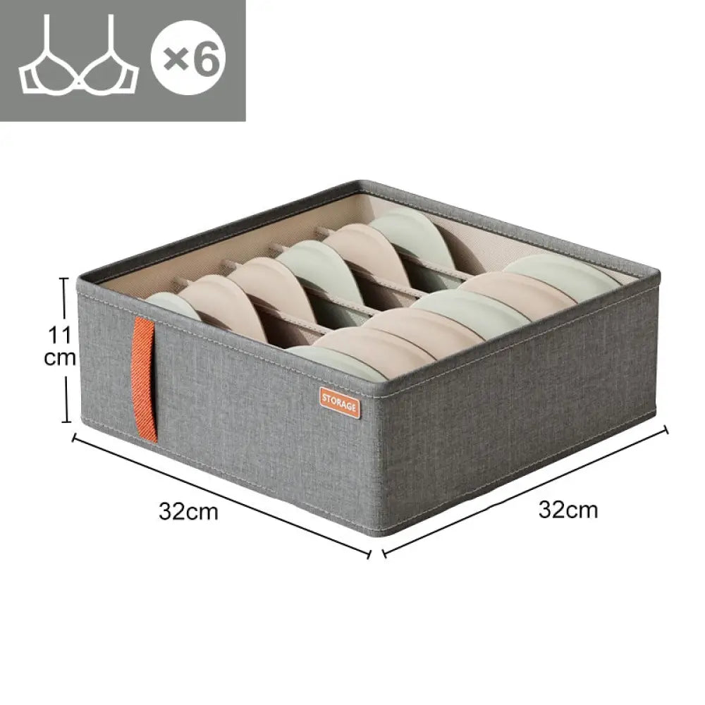 Closet Organizer Underwear Drawer Socks Bra Clothing Storage Box - Light Grey / 6grids - Drawer Organiser Set
