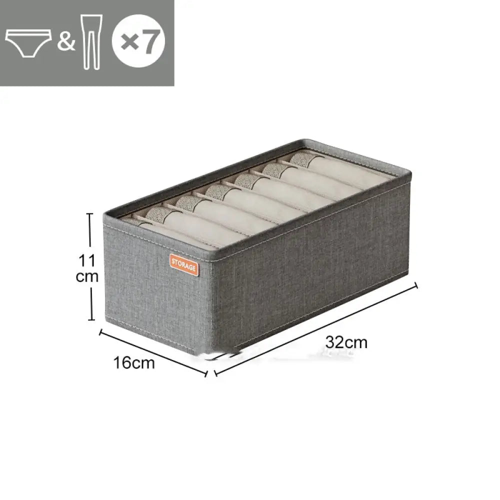 Closet Organizer Underwear Drawer Socks Bra Clothing Storage Box - Light Grey / 7grids - Drawer Organiser Set