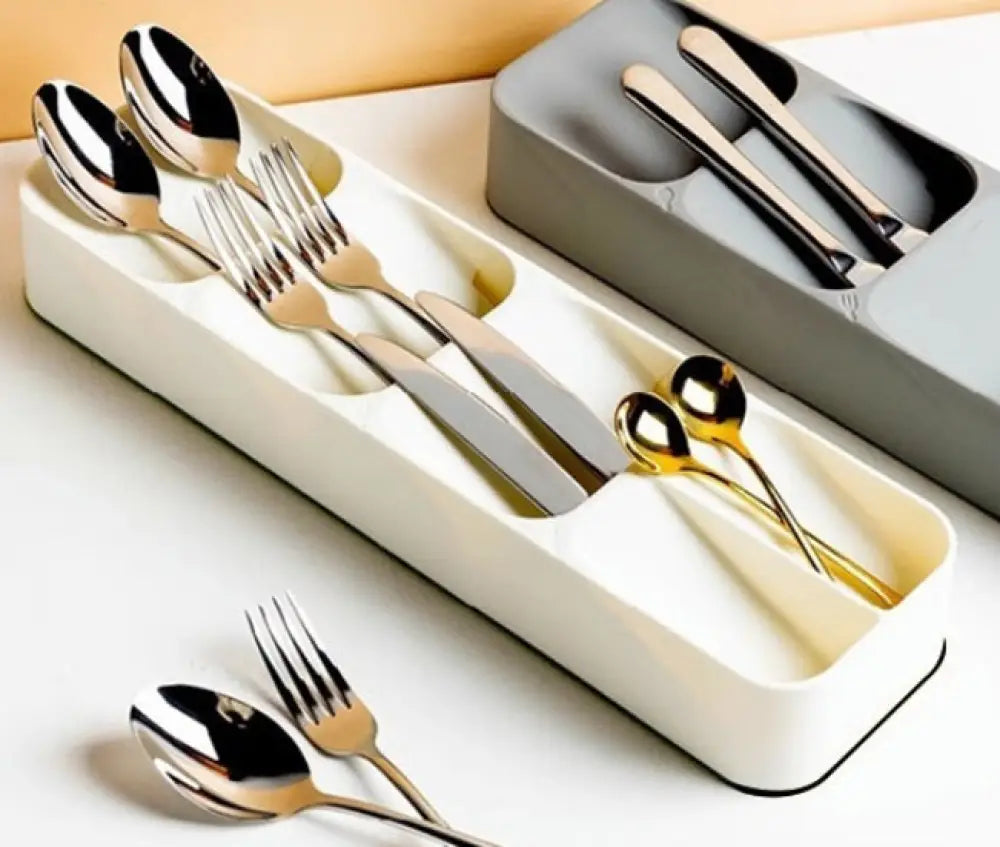 Cutlery Organizer For Kitchen Drawer Divided Storage Box For Forks - Beige - Drawer Organiser Set