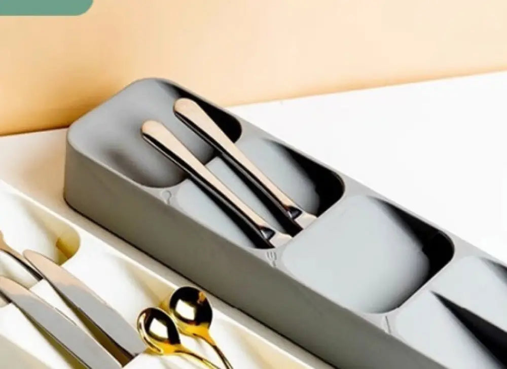 Cutlery Organizer For Kitchen Drawer Divided Storage Box For Forks - Gray - Drawer Organiser Set