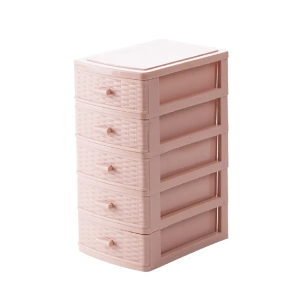 Drawer Mini Desktop Storage Box Multi-layer Cosmetic Organizer - Pink / 5floors - Drawer Organiser Set