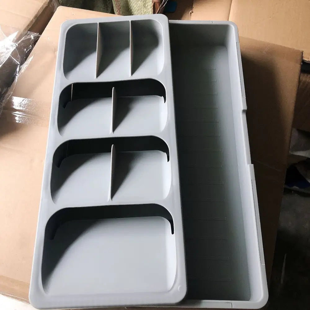 Drawer Organizer Cutlery Divider Shelf Storage Rack Kitchen - Grey - Drawer Organiser Set