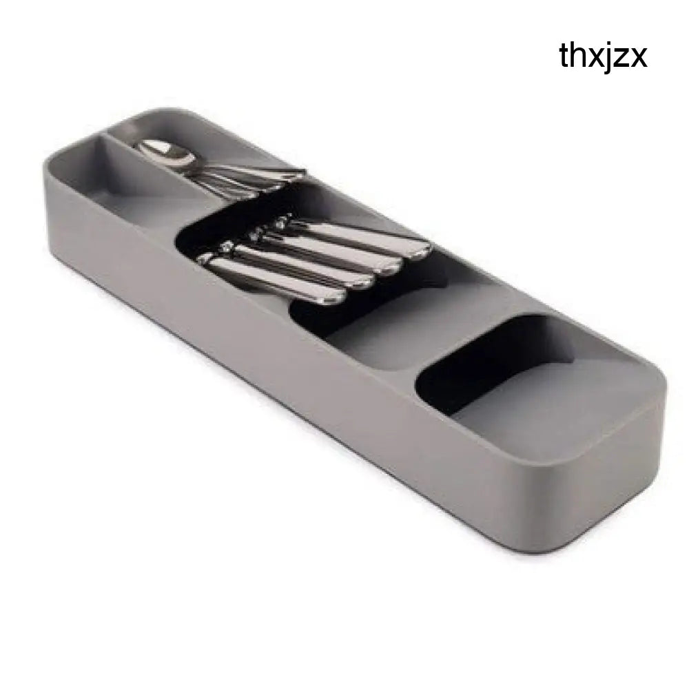 Drawer Organizer Cutlery Divider Shelf Storage Rack Kitchen - Grey - Drawer Organiser Set