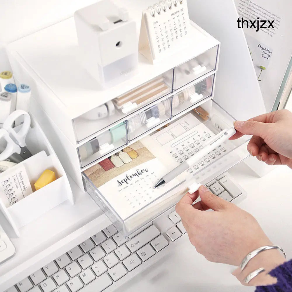 Drawer Type Cosmetic Storage Office Desk Stationery Organizer Box - Drawer Organiser Set