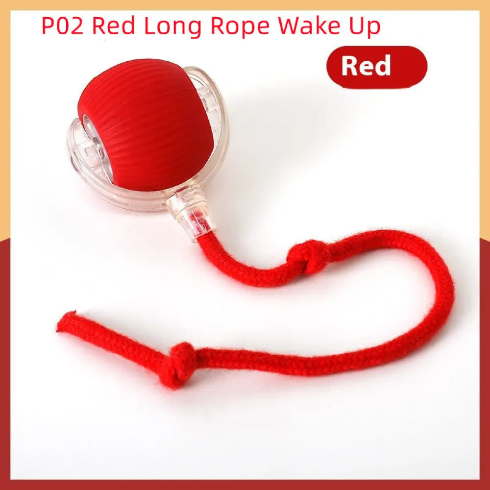 Interactive Cat Toy Ball Super Drive Cat Rolling Ball - P02 Red Long Rope Wake Up - Interactive Cat Toy