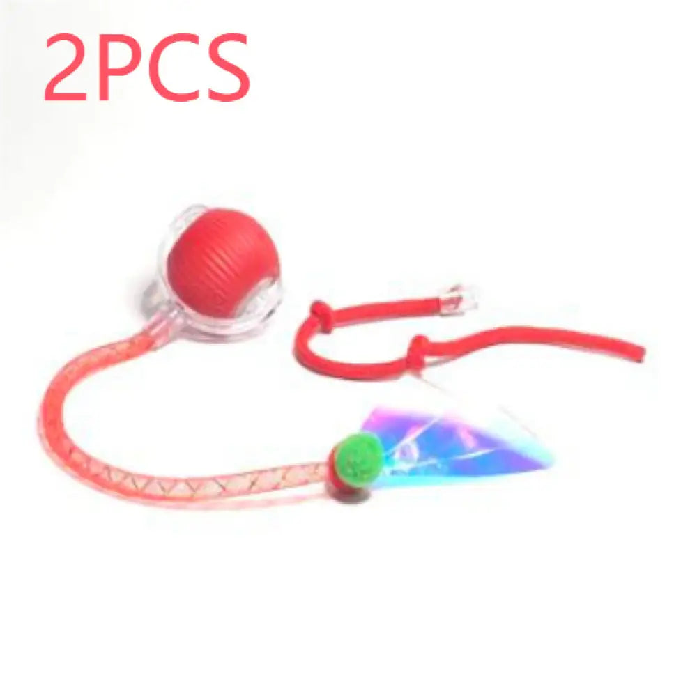 Interactive Cat Toy Ball Super Drive Cat Rolling Ball - The Dragonflys Tail Is Red2PCS - Interactive Cat Toy