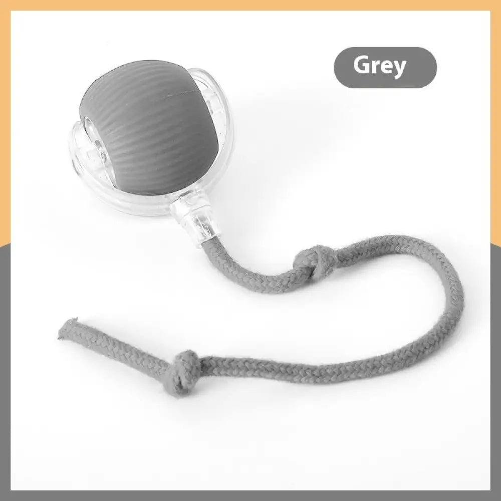 Interactive Cat Toy Ball Super Drive Cat Rolling Ball - With Rope Style Gray - Interactive Cat Toy