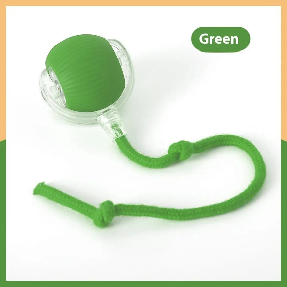 Interactive Cat Toy Ball Super Drive Cat Rolling Ball - With Rope Style Green - Interactive Cat Toy