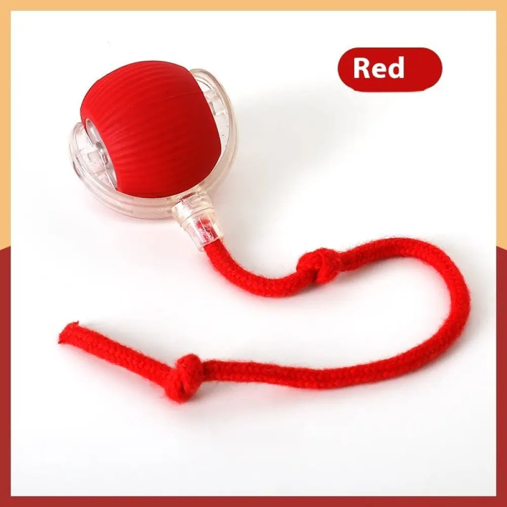 Interactive Cat Toy Ball Super Drive Cat Rolling Ball - With Rope Style Red - Interactive Cat Toy