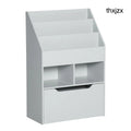 Kids Bookshelf Toy Organiser With Storage Drawer Wheels - Grey - Grey - Under-Sink Organiser