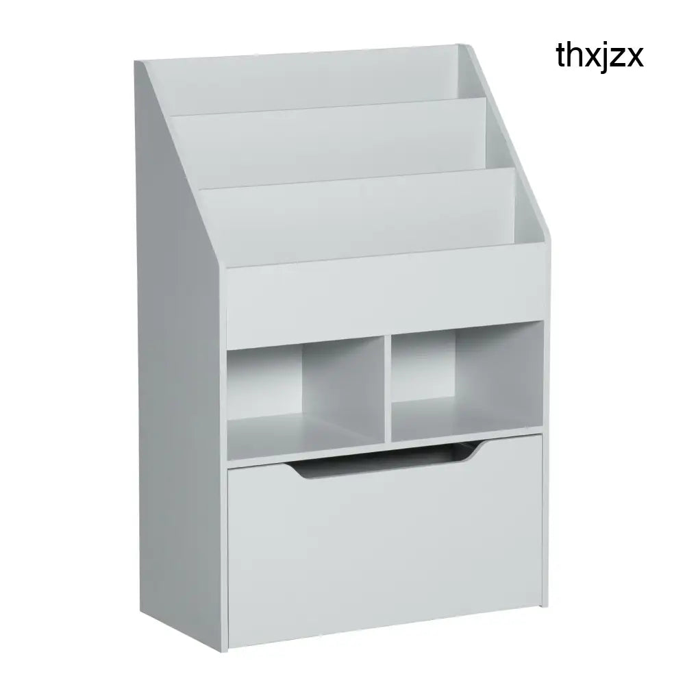 Kids Bookshelf Toy Organiser With Storage Drawer Wheels - Grey - Grey - Under-Sink Organiser