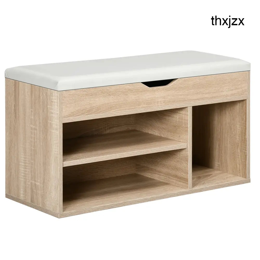 Shoes Cabinet Bench Hidden Storage Padded Seat Organiser Footwear Rack Hallway Oak Tone - Oak - Under-Sink Organiser