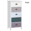 Slim Storage Cabinet Organiser Chest Of Drawers 5-Drawer Dresser With Metal Handle For Living Room Bedroom Blue - Multi