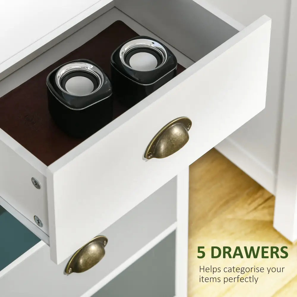 Slim Storage Cabinet Organiser Chest Of Drawers 5-Drawer Dresser With Metal Handle For Living Room Bedroom Blue - Multi