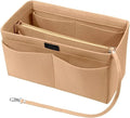 Women Ace Organizer Handbag Felt Travel Bag Insert Liner Makeup Organiser Pouch - Beige L - Under-Sink Organiser