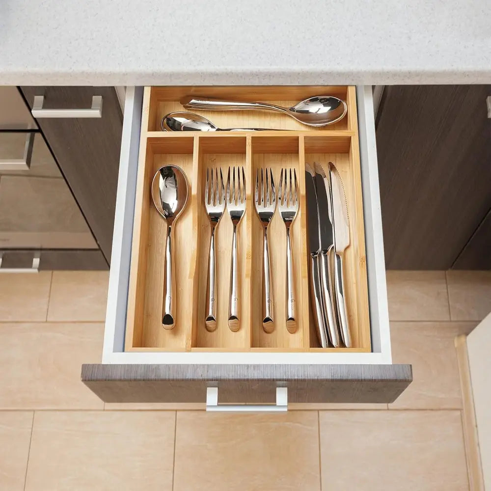 Wooden Minimalist Home Kitchen Drawer Organizer Box - Wood Color - Drawer Organiser Set
