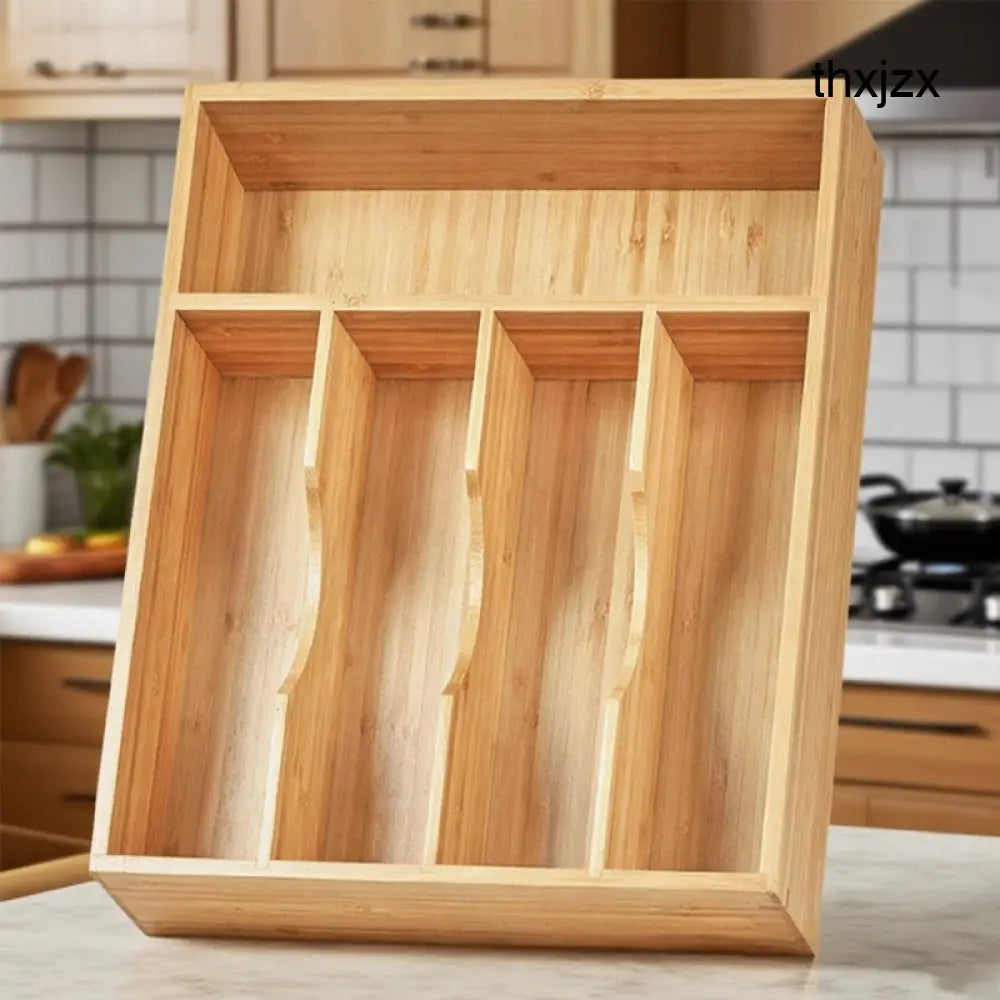 Wooden Minimalist Home Kitchen Drawer Organizer Box - Wood Color - Drawer Organiser Set